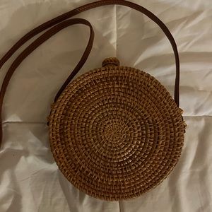 basket material purse, rattan, cross body